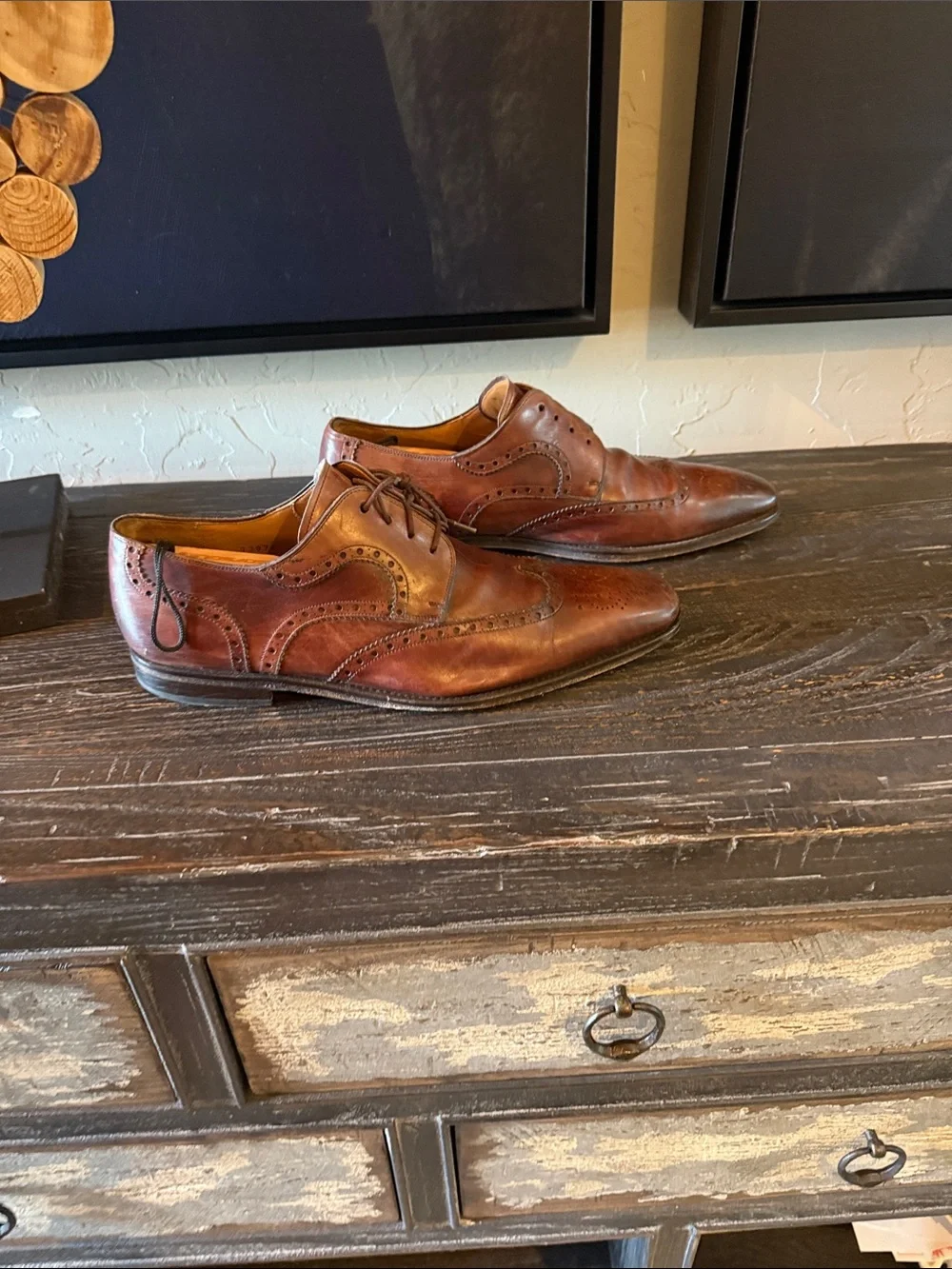 Magnanni Brown Leather Wingtip Oxfords